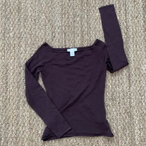 Over the shoulder brown long sleeve top